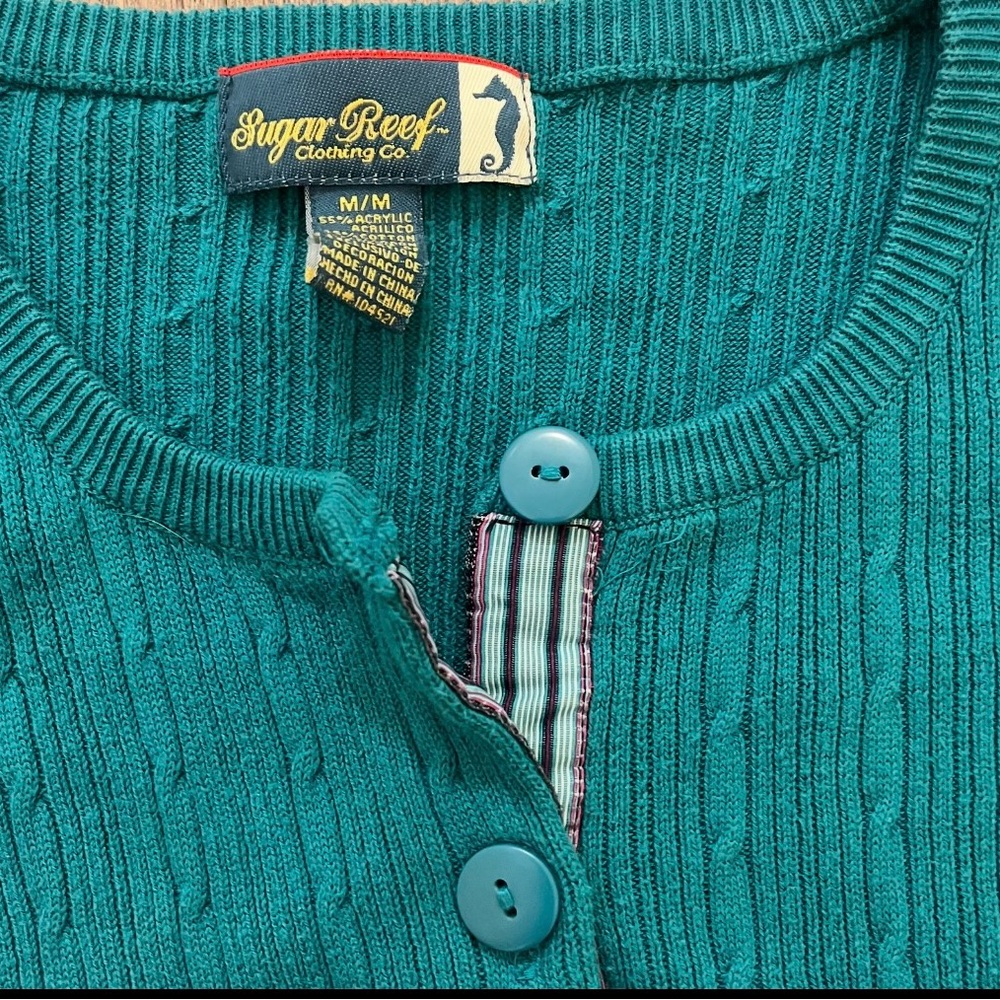 Teal Button-Up Sweater - Picture 2 of 3